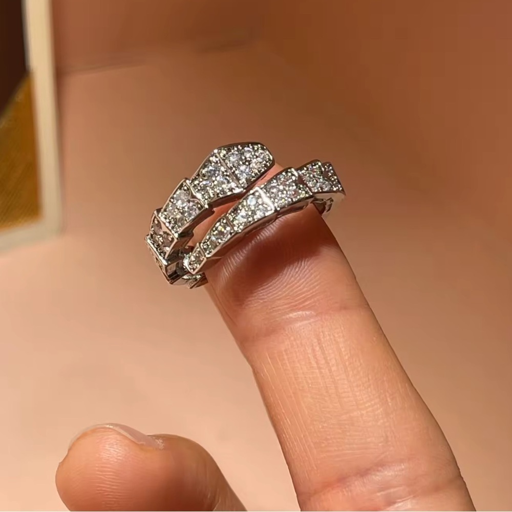 Serpenti Silver Crystal Adjustable Ring - image 4